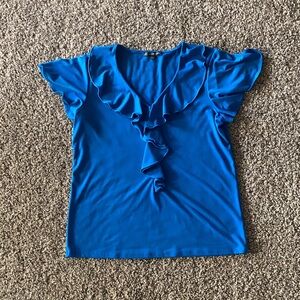 Women’s Blue Ruffled Blouse Top